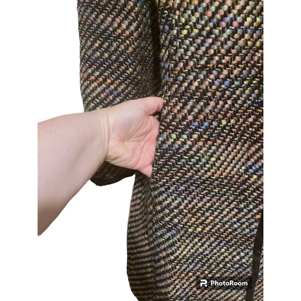 Feraud Tweed Trench Coat 12 Wool Blend Rainbow Cottage Fairy Maximalist Capsule - Picture 6 of 12